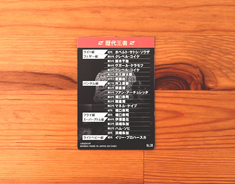 「RIZINポテトスティック ポスターカードコレクション」シークレット|RIZIN歴代王者プラカード裏面